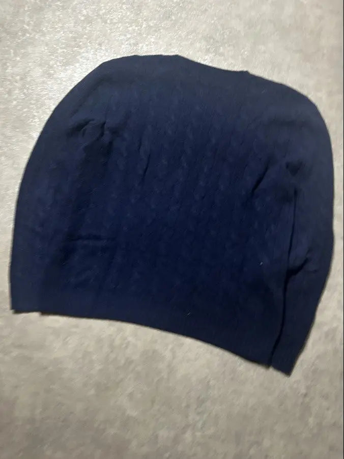 Vintage Ralph Lauren Zopfmuster Strickpullover Marineblau Wolle Kaschmir – L – Detailansicht