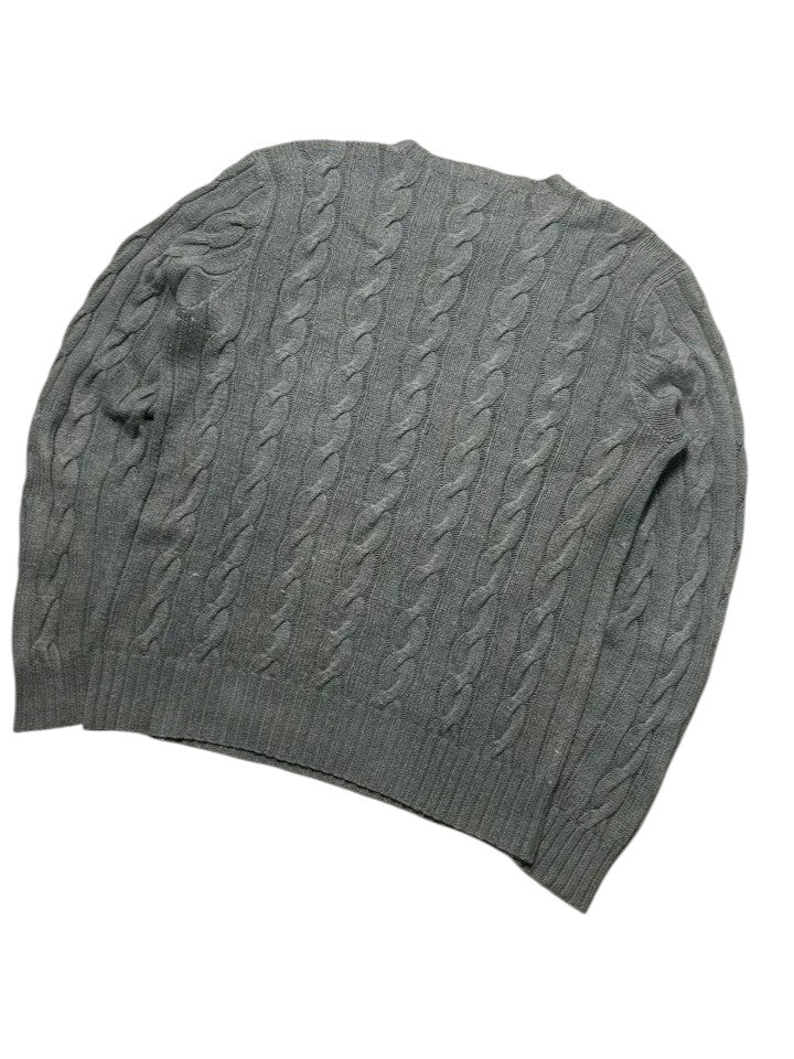 Vintage Ralph Lauren Zopfmuster Strickpullover Olivgrün Kaschmir Mischung – L – Detailansicht