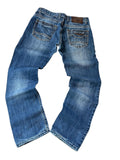 Armani Jeans Medium Blue Rückseite Bootcut Leder-Patch Waschung Doppeltasche