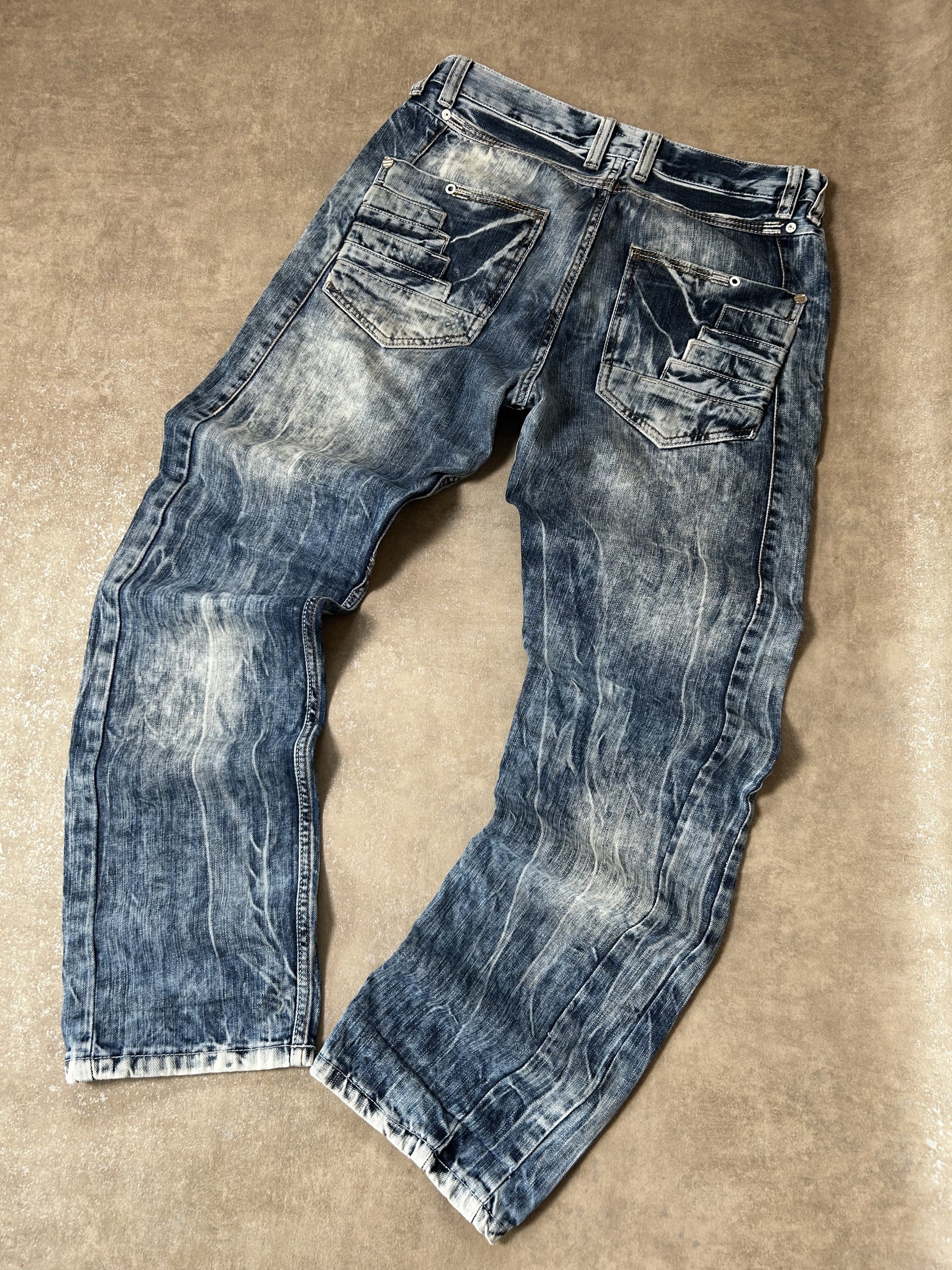 Vintage Dolce & Gabbana Herren-Jeans Straight Fit Heavy Acid Wash Blau