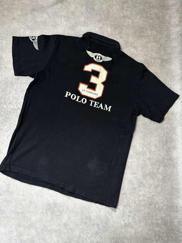 Vintage La Martina x Bentley Hamburg Herren Poloshirt – Polo Team Schwarz #3 | Moda de Clase