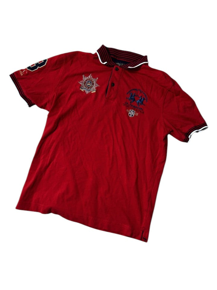 Vintage La Martina Herren Polo-Shirt Kurzarm Team Jersey Rot #3