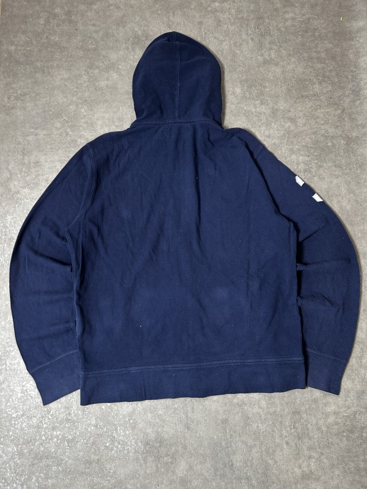 Vintage Polo Ralph Lauren Herren Big Pony Zip Hoodie Vollreißverschluss Marineblau Sommergewicht – Detailansicht