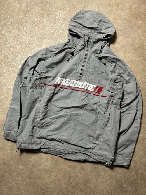 Vintage Nike Athletische Windbreaker-Jacke Grau – Half-Zip | Größe M