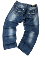 Vintage Armani Jeans Herren-Jeans Baggy Straight Fit Used Look Marineblau