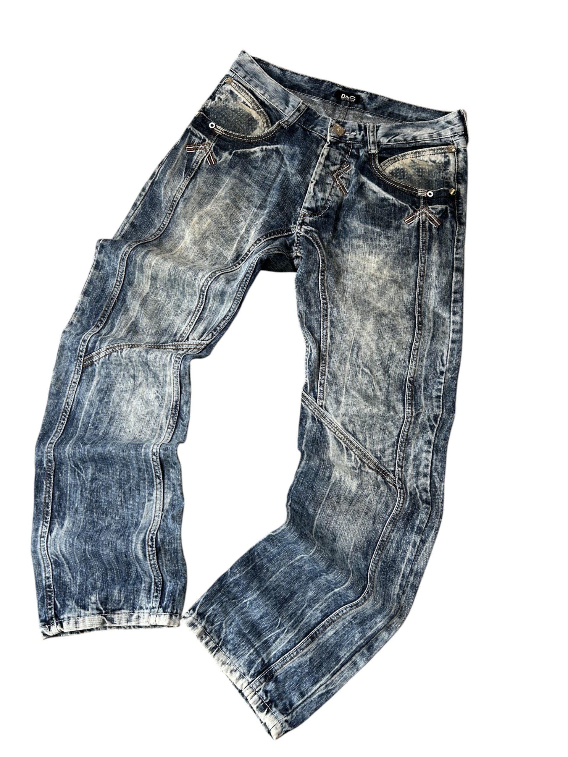Vintage D&G Straight Fit Jeans Acid Wash Blau