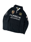 Vintage La Martina x Porsche Herren Polo Longsleeve Polo Mannschaft Team Jersey Schwarz
