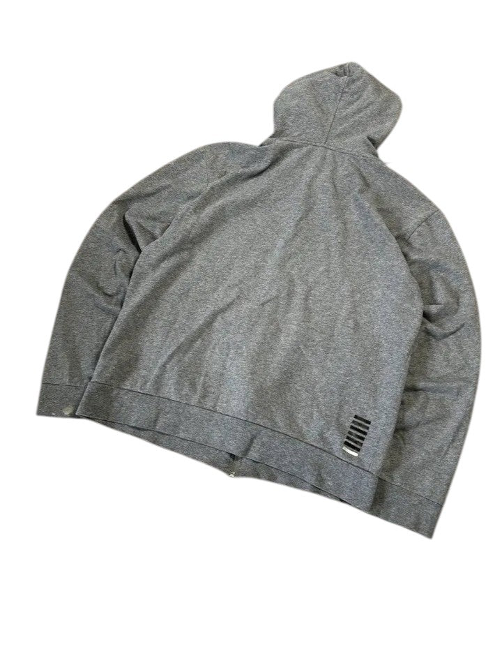 Vintage EA7 Emporio Armani Zip Hoodie Grau – Minimales Logo | Größe XL (Passt M–L) – Detailansicht