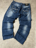 Vintage Armani Jeans Herren-Jeans Baggy Straight Fit Used Look Marineblau