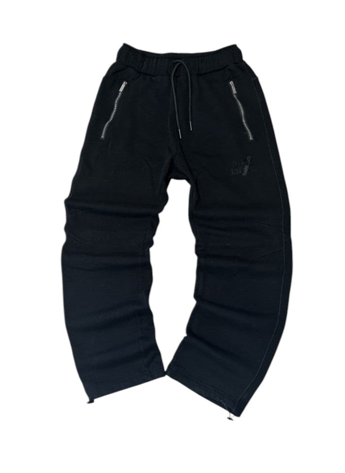Vintage After Label Trainingsanzug Schwarz – Silberner Zip Detail | Größe L – Rückansicht