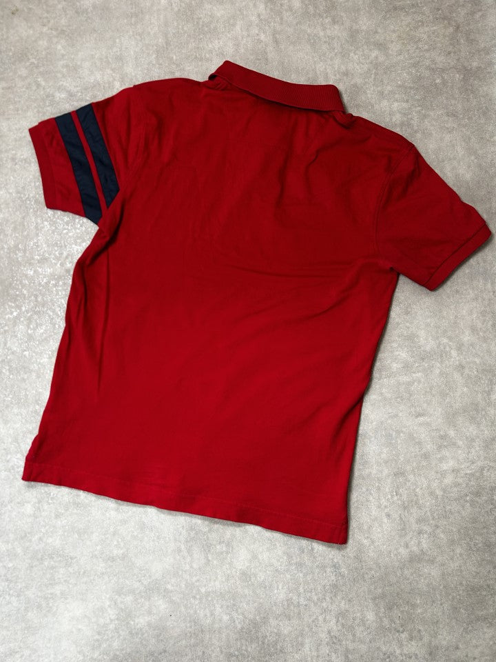 Vintage La Martina x Maserati Herren Poloshirt – Slim Fit Rot Dreizack Edition | Moda de Clase