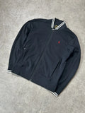 Vintage Ralph Lauren Durchgehender Reißverschluss Jacke Schwarz Rot Pony – S