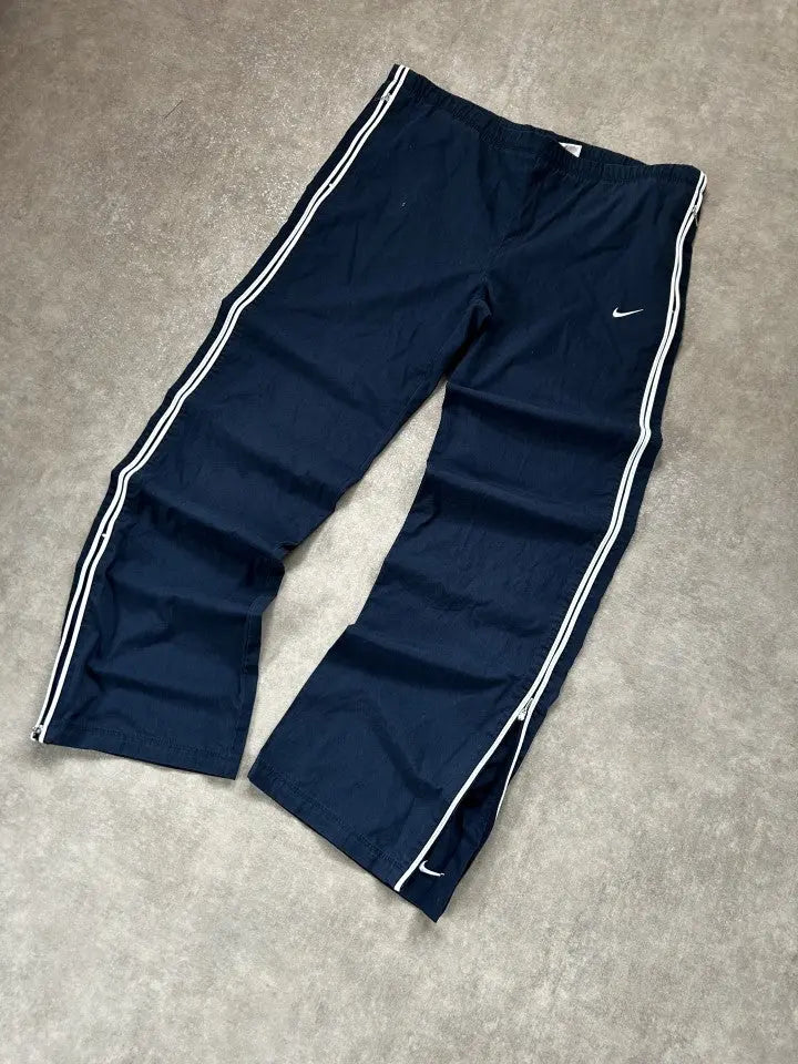 Vintage Nike Trackpants Marineblau Weiß Seitenstreifen – M