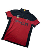 Vintage Ralph Lauren Germany Polo-Shirt Schwarz-Rot – #16 Rückendruck | Größe M