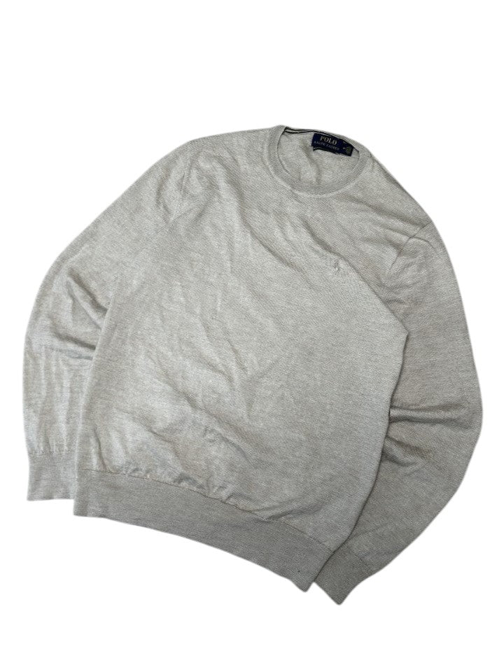 Vintage Polo Ralph Lauren Herren Pullover Slim Fit Merino Rundhals Creme