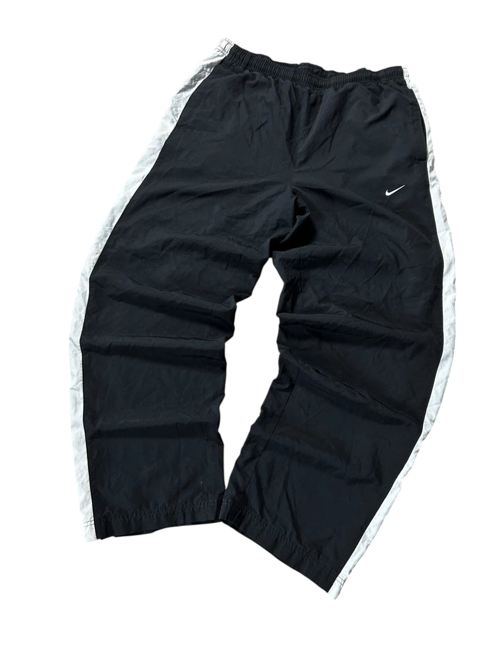 Vintage Nike Trackpants Schwarz Weiß Seitenpaneele – M