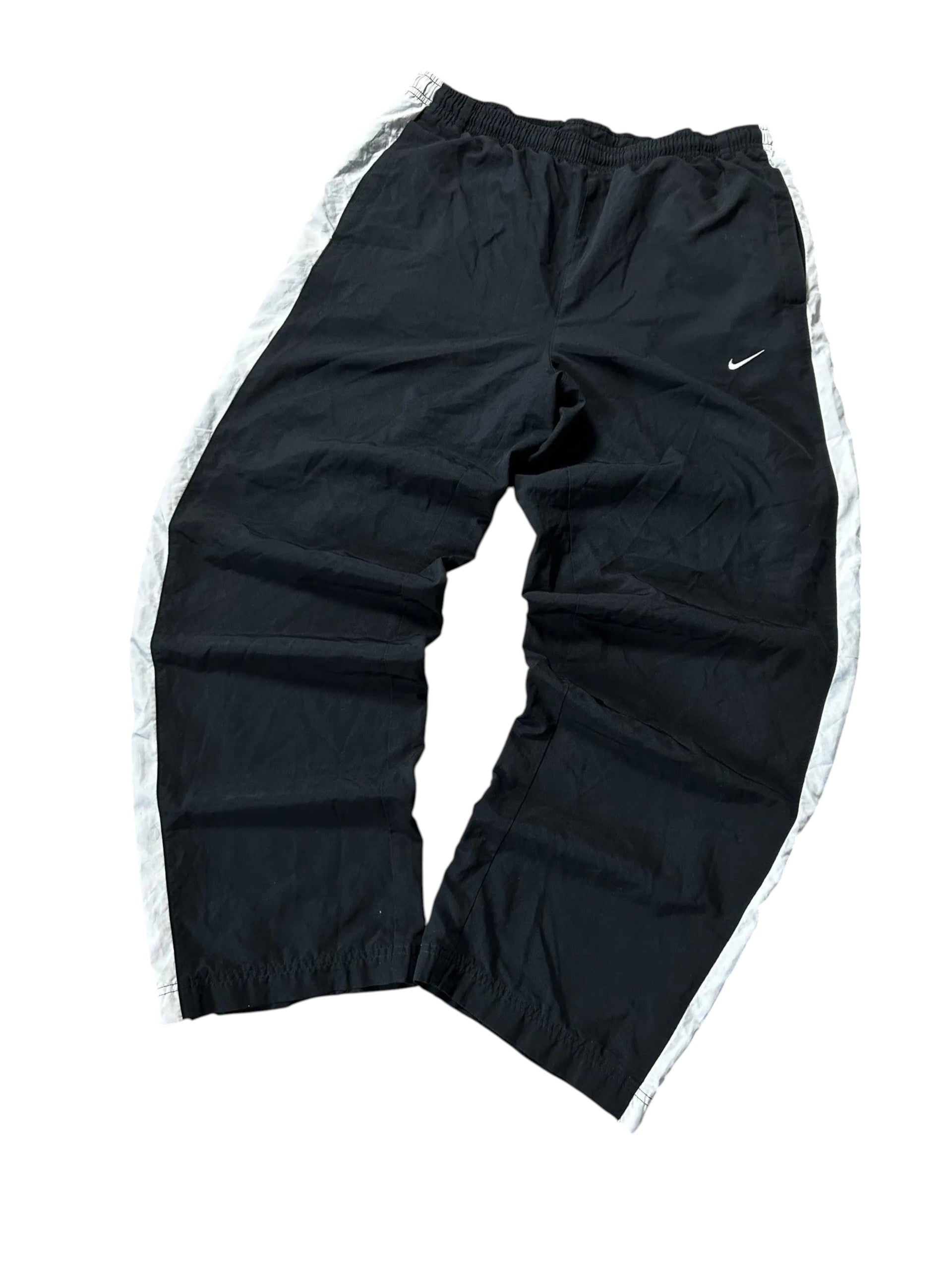 Vintage Nike Trackpants Schwarz Weiß Seitenpaneele – M
