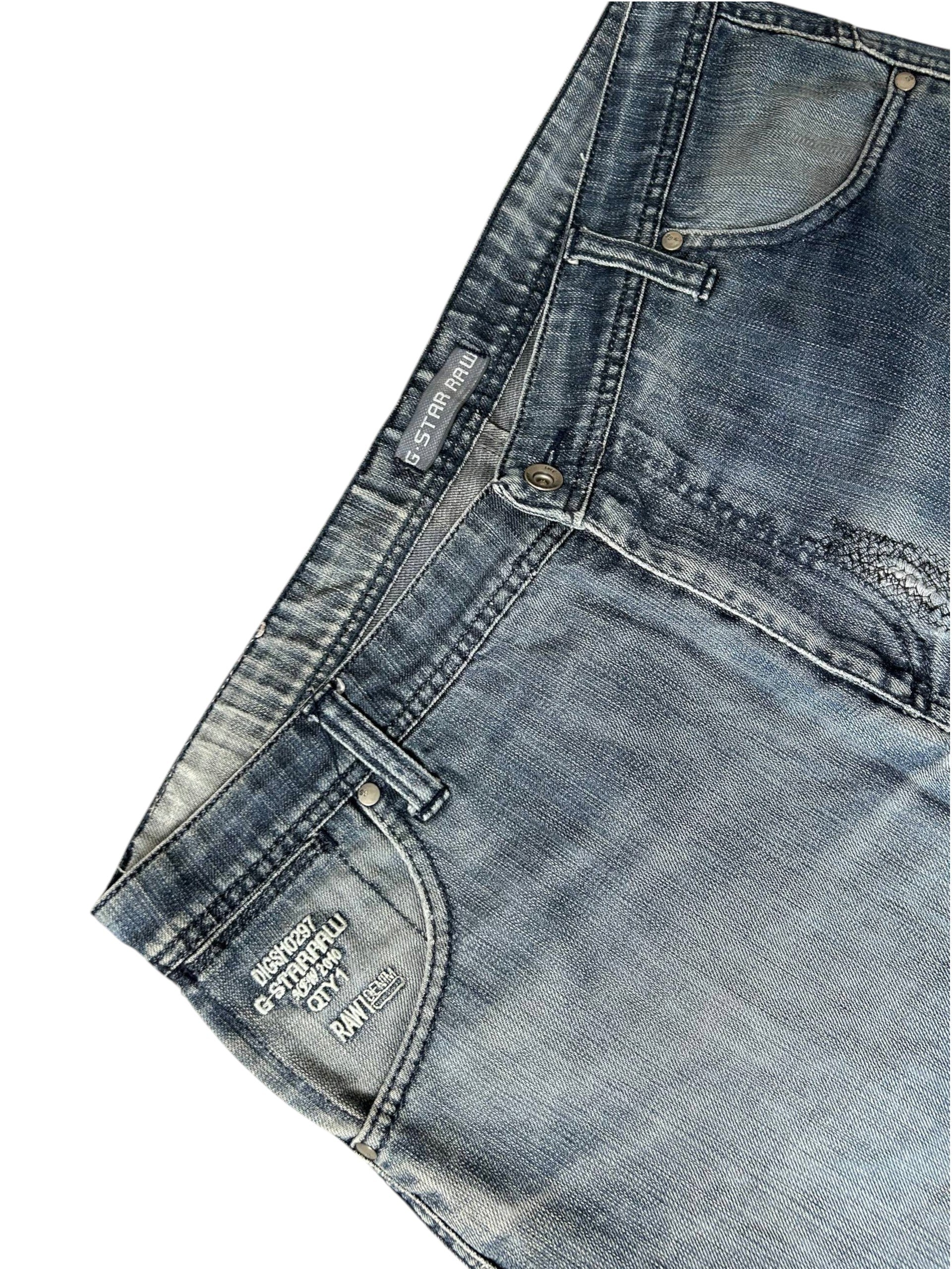 G-Star RAW 810 Jeans Detail Vordertasche G-Star RAW City Label Stickerei Knopf
