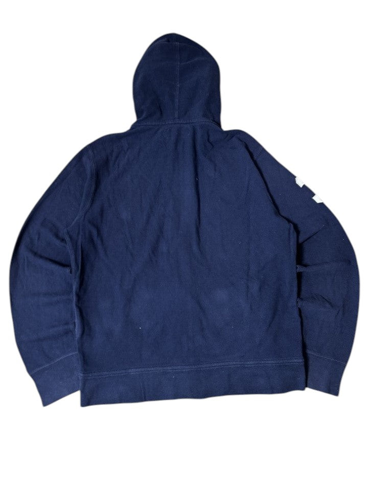 Vintage Polo Ralph Lauren Herren Big Pony Zip Hoodie Vollreißverschluss Marineblau Sommergewicht – Detailansicht