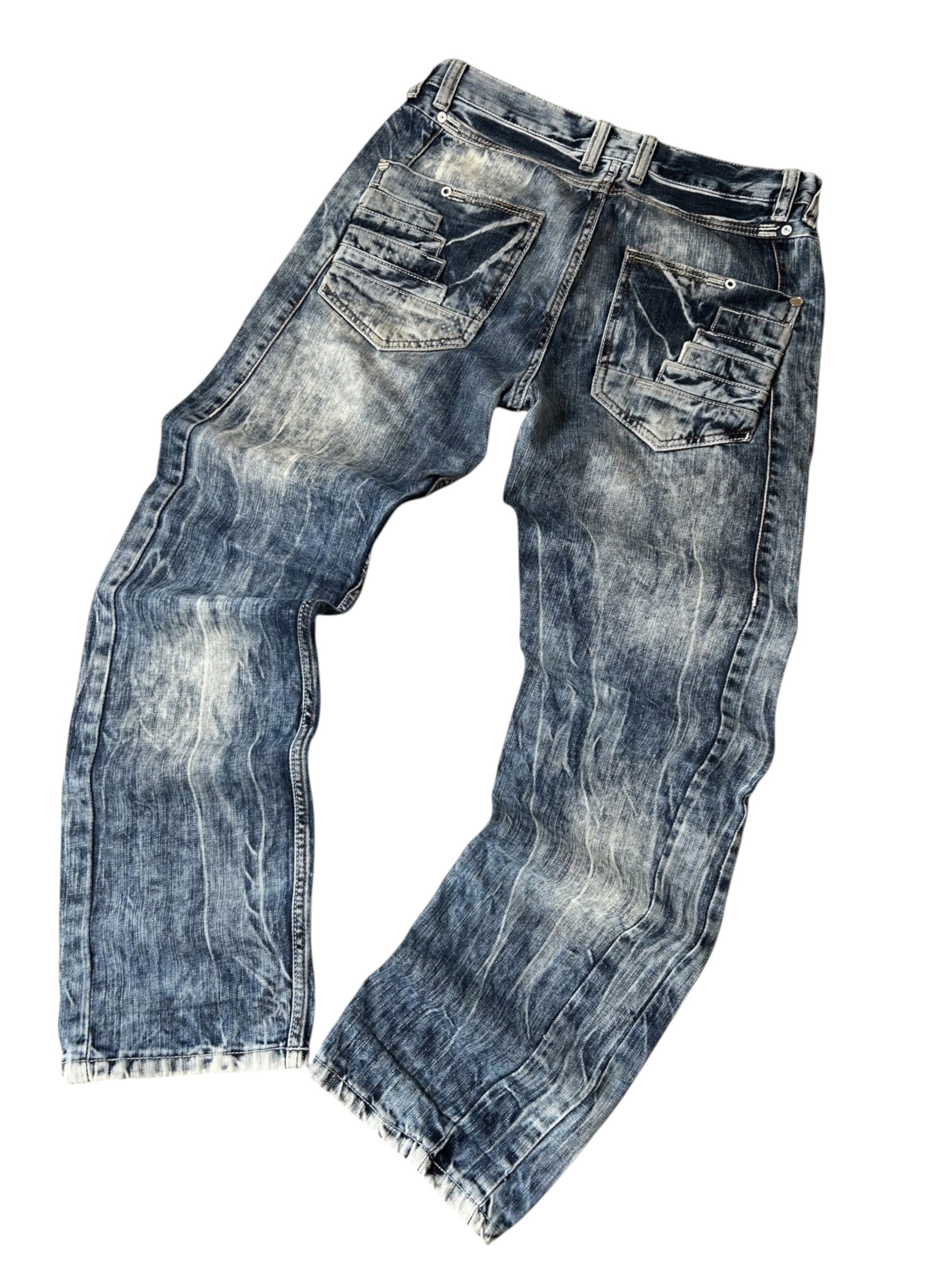 Vintage Dolce & Gabbana Herren-Jeans Straight Fit Heavy Acid Wash Blau