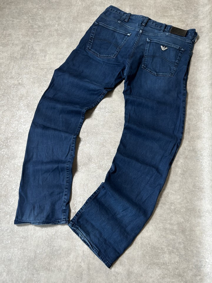 Vintage Armani Jeans Herren-Jeans Straight Fit Klassisches Marineblau