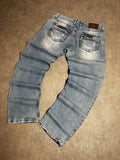Vintage Dsquared2 Straight Fit Jeans Hellblau – Distressed Detail | Größe L (Geschätzt)