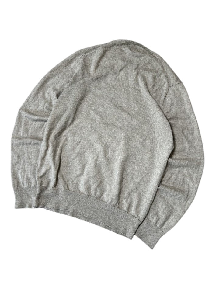 Vintage Polo Ralph Lauren Herren Pullover Slim Fit Merino Rundhals Creme – Detailansicht