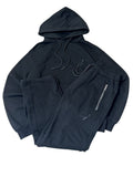 Vintage After Label Trainingsanzug Schwarz – Silberner Zip Detail | Größe L