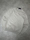 Vintage Polo Ralph Lauren Herren Pullover Slim Fit Merino Rundhals Creme