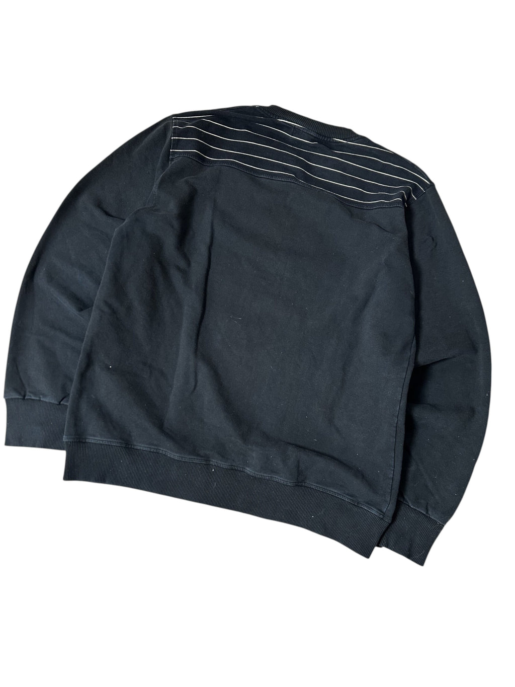 Vintage Armani Jeans Herren Sweatshirt Rundhals AJ Dreieck-Logo Druck Schwarz – Detailansicht