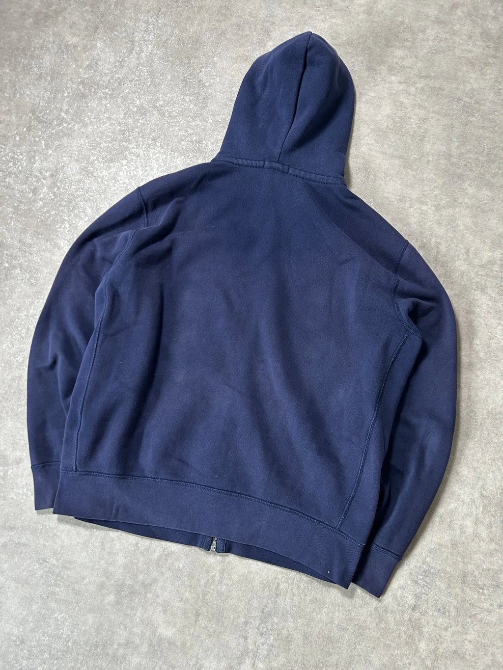 Vintage Ralph Lauren Durchgehender Reißverschluss Hoodie Marineblau Gelb Pony – L – Detailansicht