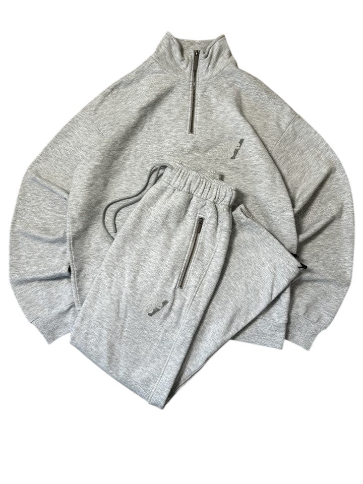 Vintage After Label Trainingsanzug Grau – Silberner Zip Detail | Größe L