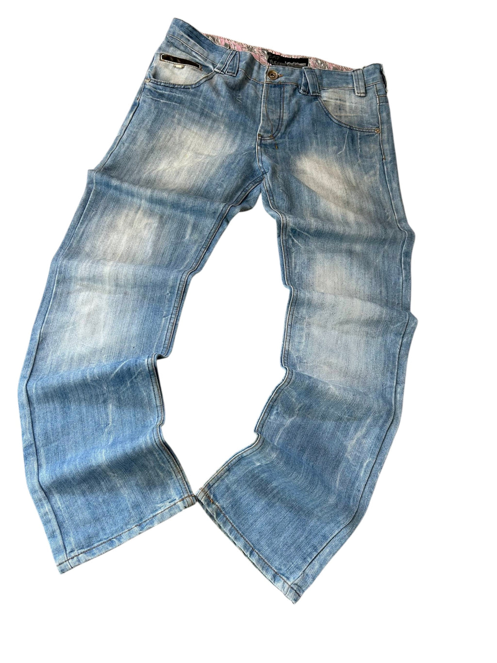 EA7 Emporio Armani Jeans Light Blue Vorderseite Straight Fit Bleaching-Waschung