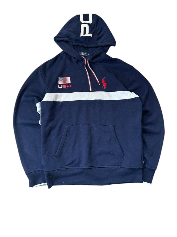 Polo Ralph Lauren USA Team Hoodie Navy Vorderseite Big Pony US-Flagge
