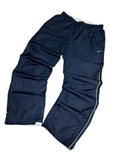 Vintage Nike Athletische Trainingshose Marineblau – Weißes Paspelierungs- & Beindruck | Größe L