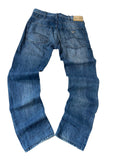 Armani Jeans J45 Regular Straight Fit Rückseite Medium Blue beiges Leder-Patch AJ-Schriftzug silberner Adler
