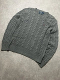 Vintage Ralph Lauren Zopfmuster Strickpullover Olivgrün Kaschmir Mischung – L