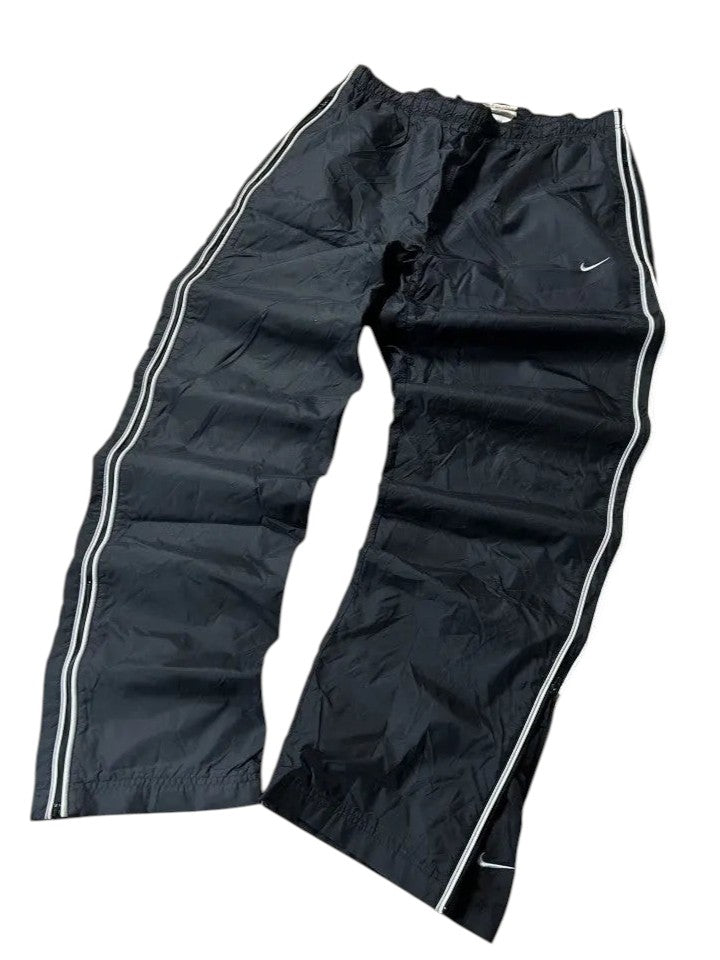 Vintage Nike Trackpants Schwarz Silber/Weiß Seitenstreifen – XL