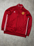 Vintage Adidas Manchester United Trainings Jacke Rot Klassische Drei Streifen – L
