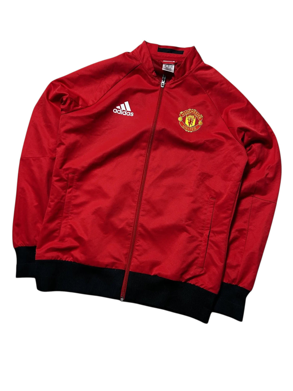 Vintage Adidas Manchester United Trainingsjacke Rot – Schwarz Farbblock | Größe M (Passt M–L)