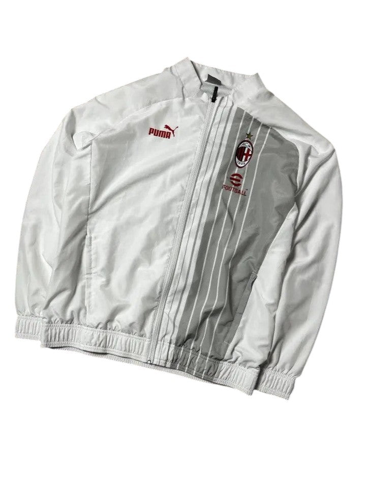 Vintage Puma AC Milan Trainings Jacke Weiß Offizielle Fußball Ausrüstung – M