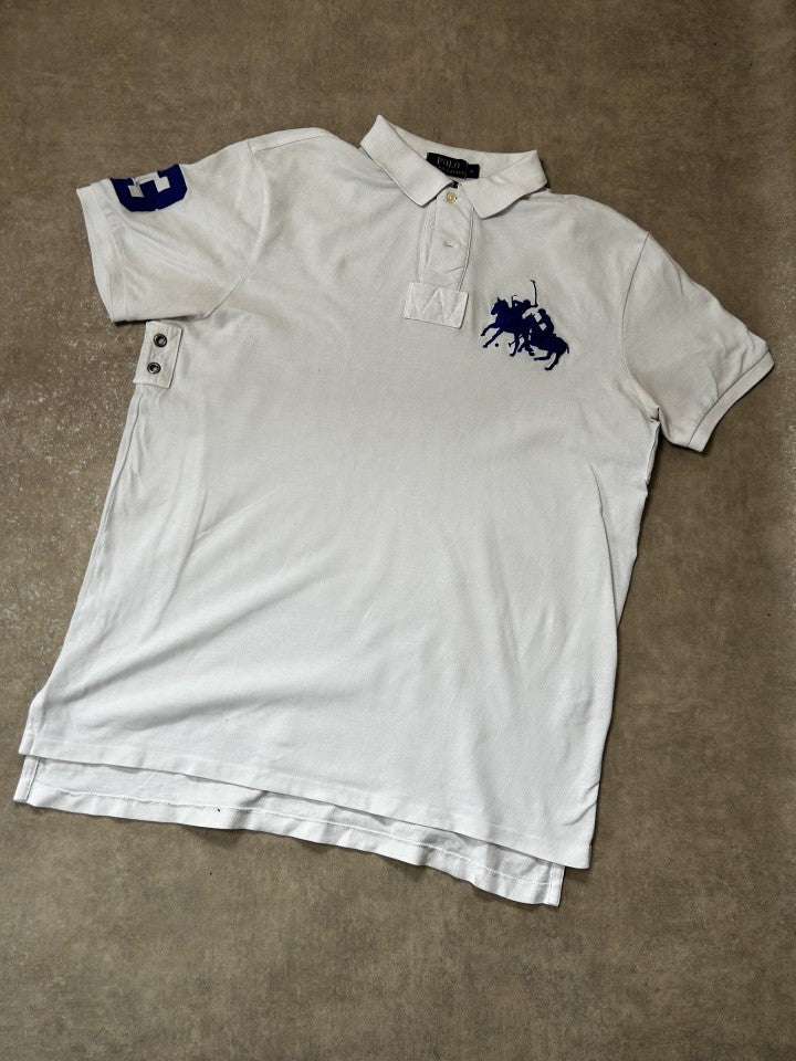 Vintage Polo Ralph Lauren Herren Poloshirt – Big Pony Duo Weiß Navy #3 | Moda de Clase