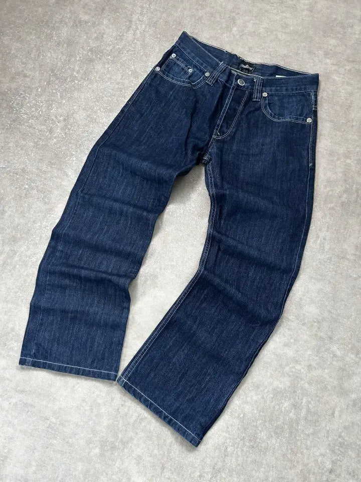 Vintage Emporio Armani Herren-Jeans Straight Leg Marineblau – S-M – Detailansicht