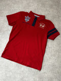 Vintage La Martina x Maserati Herren Poloshirt – Slim Fit Rot Dreizack Edition | Moda de Clase