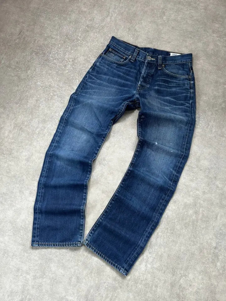 Vintage G-Star RAW 3301 Herren-Jeans Straight Fit Marineblau – M – Detailansicht
