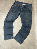 Vintage G-Star RAW Herren-Jeans 3301 Straight Fit Dunkelmarineblau Multi-Pocket Cargo
