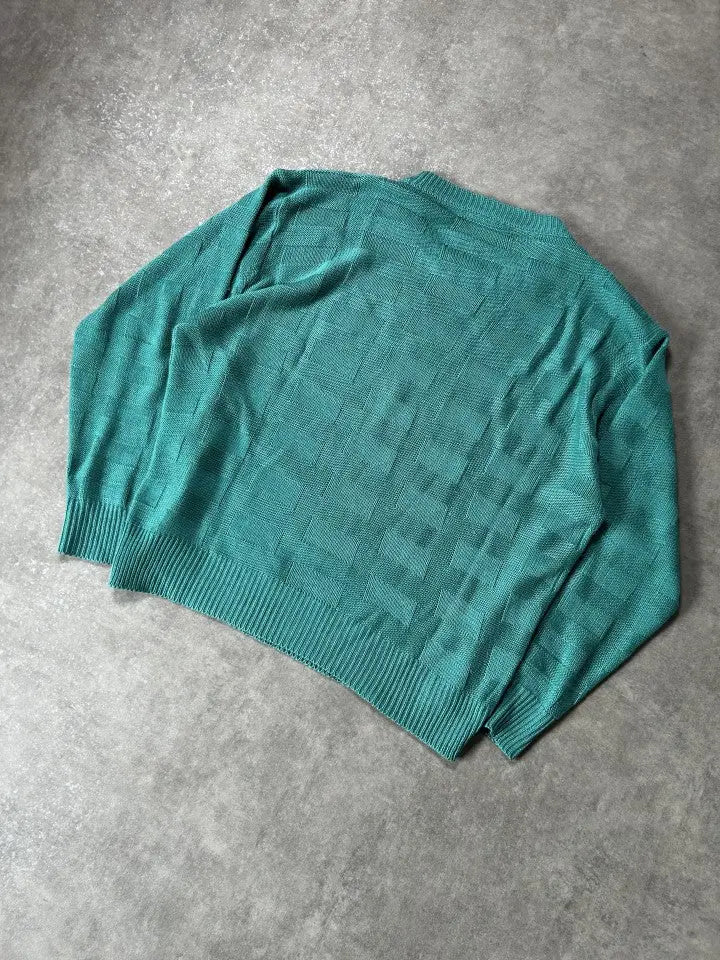 Vintage Lacoste Strickpullover Türk Strukturiertes Muster – M – Detailansicht