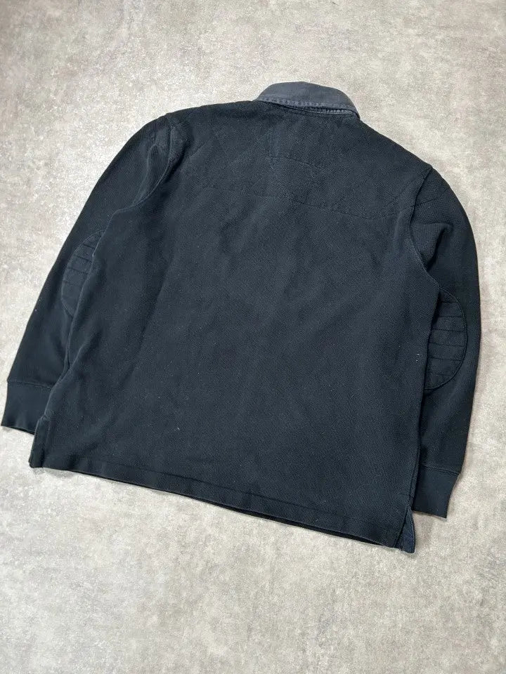 Vintage Ralph Lauren Langarm Polo-Pullover Schwarz Wappen – L – Detailansicht