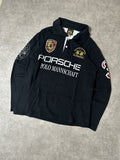 Vintage La Martina x Porsche Herren Polo Longsleeve Polo Mannschaft Team Jersey Schwarz