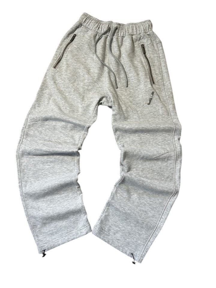 Vintage After Label Trainingsanzug Grau – Silberner Zip Detail | Größe L – Rückansicht